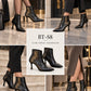 BayTuluk BT-S8 Siyah Yanki Sivri Burun 8 cm Yüksek Topuklu Stiletto Kadın Bot