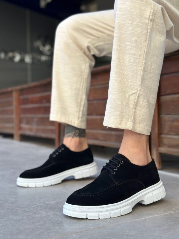 BA0237 Bağcıklı Klasik Yüksek Taban Siyah Süet Casual Erkek Ayakkabı