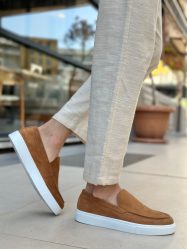 BA0241 Bağcıksız Yüksek Taban Taba Süet Erkek Ayakkabı
