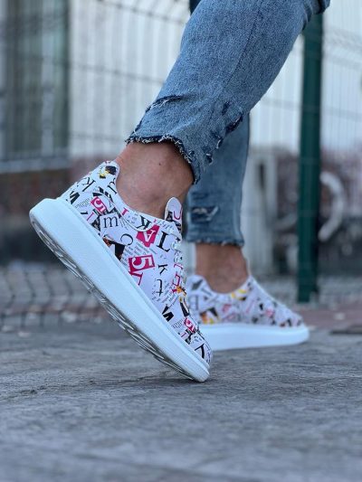 Wagoon WG501 Dergi Desenli Boyalı Erkek Casual Ayakkabı