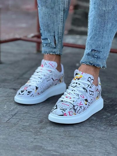 Wagoon WG501 Dergi Desenli Boyalı Erkek Casual Ayakkabı