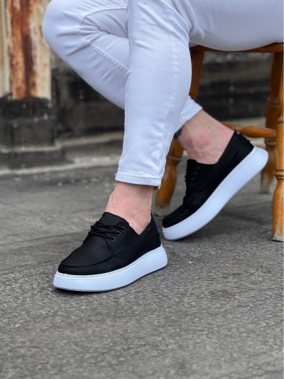 Wagoon WG508 Siyah Cilt Ortopedik Taban Erkek Casual Ayakkabı
