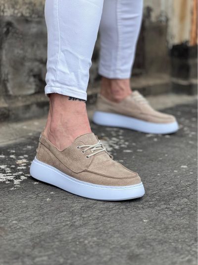 Wagoon WG508 Bej Süet Ortopedik Taban Erkek Casual Ayakkabı