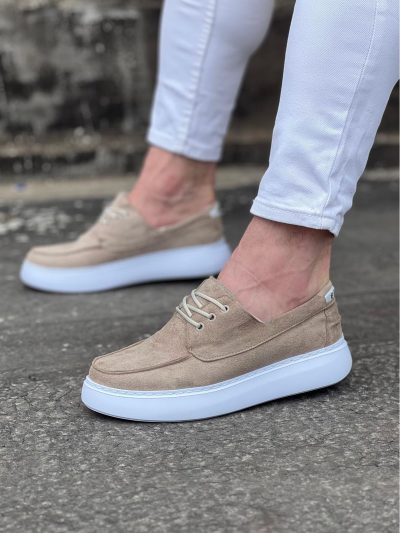 Wagoon WG508 Bej Süet Ortopedik Taban Erkek Casual Ayakkabı
